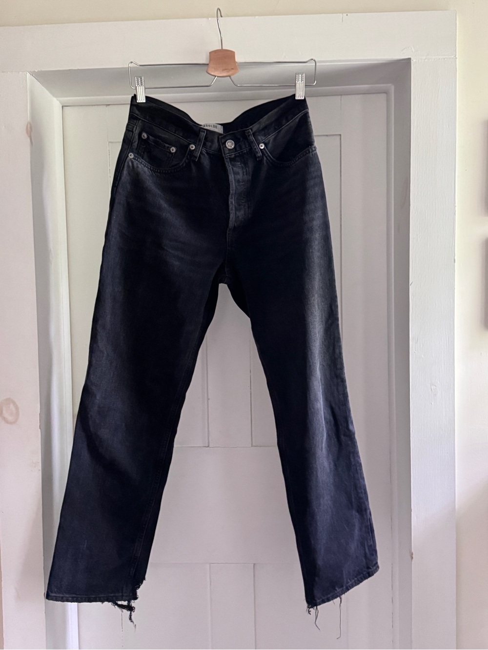 AGOLDE Lana High Rise Straight Jean Washed Black Size 26